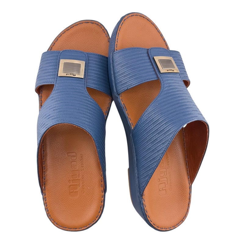 AJYAD Handmade Arabic Sandals For Men | Outdoor Mens Slippers | Everyday Flip Flops Open Toe | Arabic Genuine Shamwa Leather | New Design | Tan Footbed | Comfortable & LightWeight - Image 2